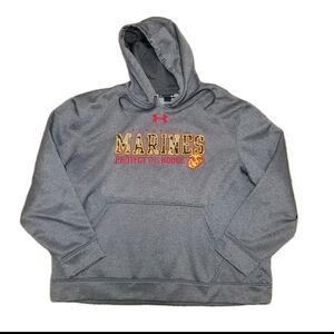 Under Armour Hoodie Marine Corps Mens XL Protect this House Gray Pullover